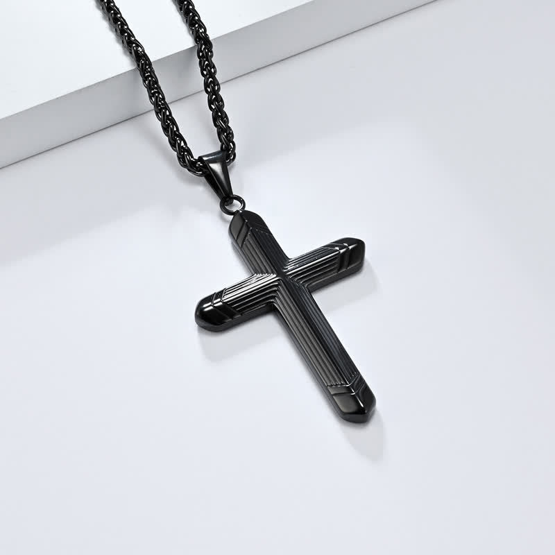 FREE Today: Linear Engraved Titanium Cross Pendant: Keepsake of Sincere Devoted Remembrance - Black - image 17