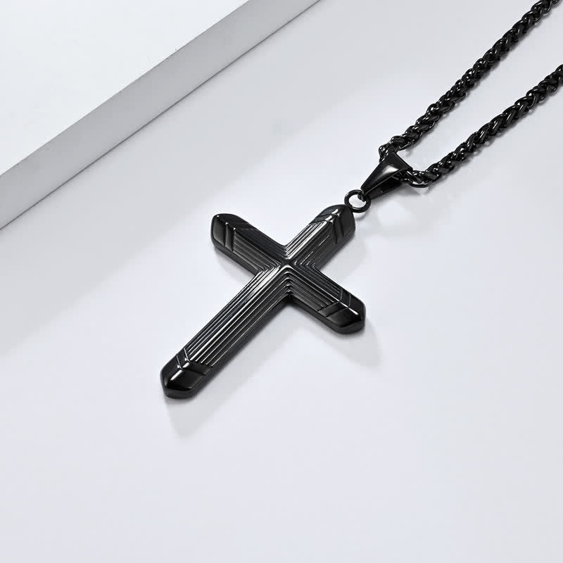 Christianartworkshop Linear Engraved Titanium Cross Pendant: Keepsake of Sincere Devoted Remembrance - image 18