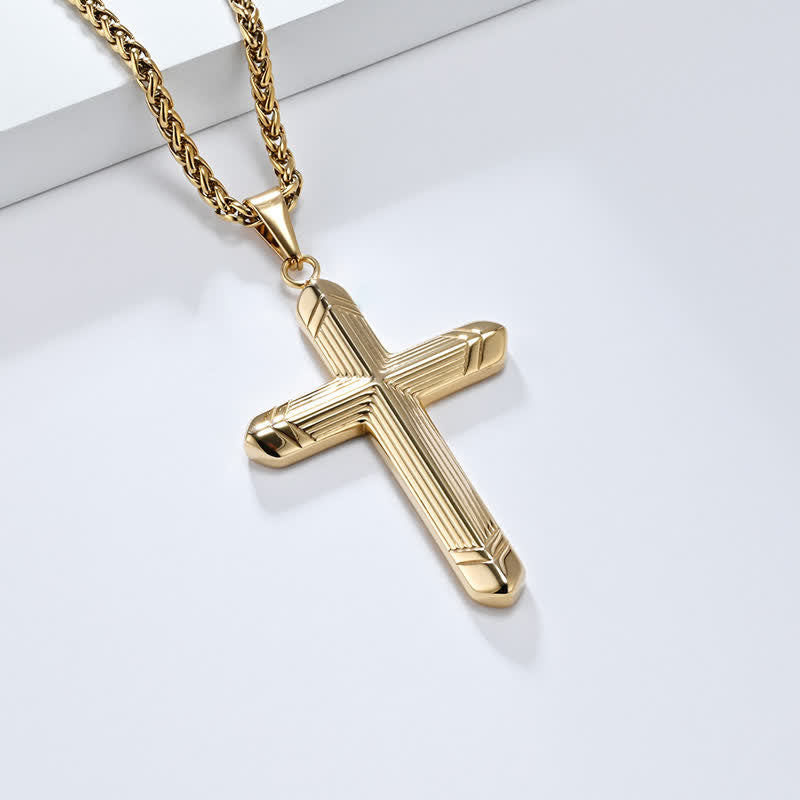 FREE Today: Linear Engraved Titanium Cross Pendant: Keepsake of Sincere Devoted Remembrance - Golden - image 14