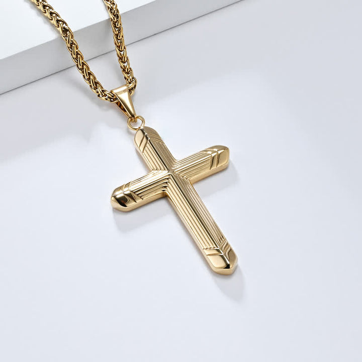 FREE Today: Linear Engraved Titanium Cross Pendant: Keepsake of Sincere Devoted Remembrance - Golden - image 14