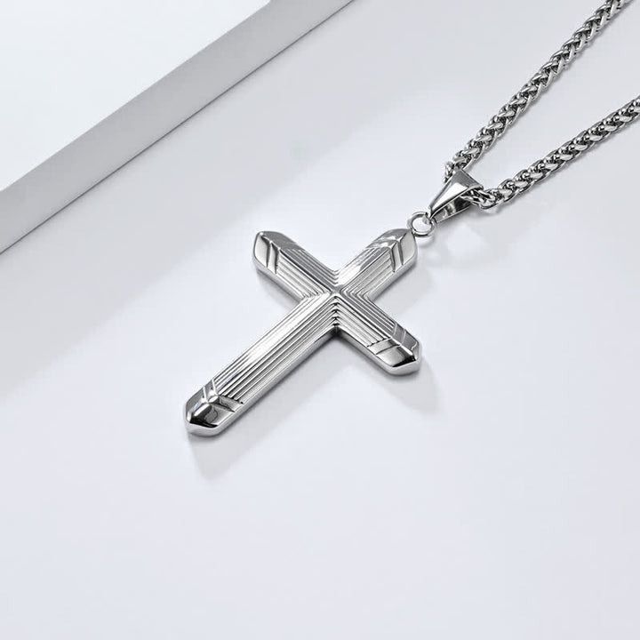 Christianartworkshop Linear Engraved Titanium Cross Pendant: Keepsake of Sincere Devoted Remembrance - image 12