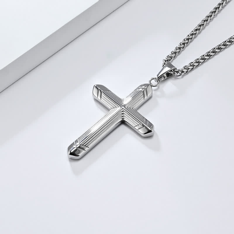Christianartworkshop Linear Engraved Titanium Cross Pendant: Keepsake of Sincere Devoted Remembrance - image 6