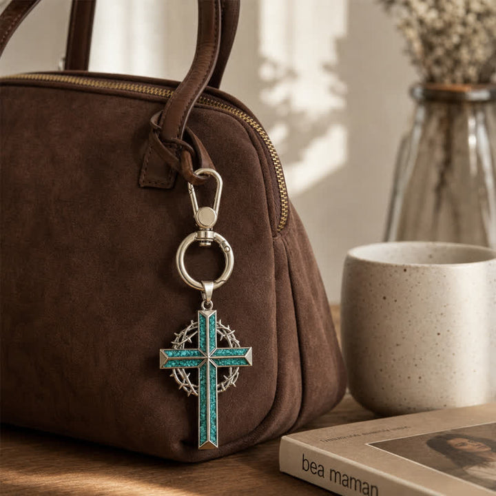 Christianartworkshop Heavy-Duty Snap Hook Turquoise Cross Keychain: Amulet of Constant Sacred Peace - image 7