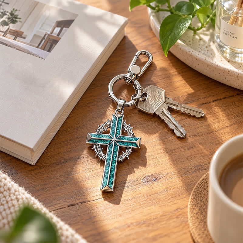 Christianartworkshop Heavy-Duty Snap Hook Turquoise Cross Keychain: Amulet of Constant Sacred Peace - image 13