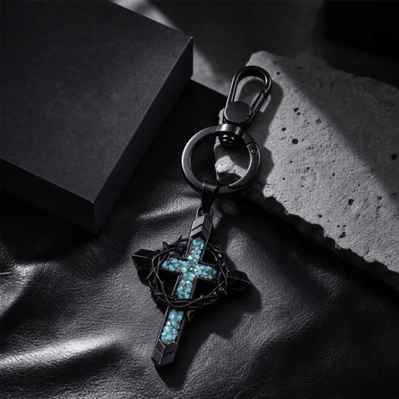 Christianartworkshop Heavy-Duty Snap Hook Turquoise Cross Keychain: Amulet of Constant Sacred Peace - image 5