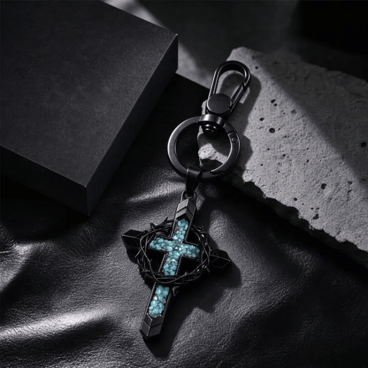 Christianartworkshop Heavy-Duty Snap Hook Turquoise Cross Keychain: Amulet of Constant Sacred Peace - image 5