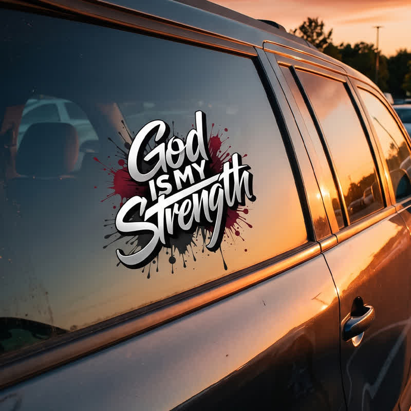 Christianartworkshop Graffiti God Is My Strength Plastic Car Sticker - image 4