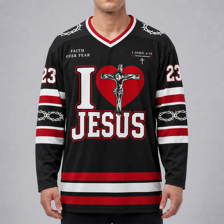 Christianartworkshop Jesus Love 23 Faith Over Fear Hockey Jersey - image 3