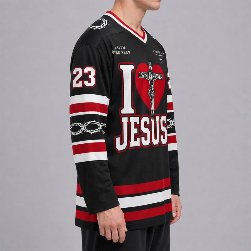 Christianartworkshop Jesus Love 23 Faith Over Fear Hockey Jersey - image 6