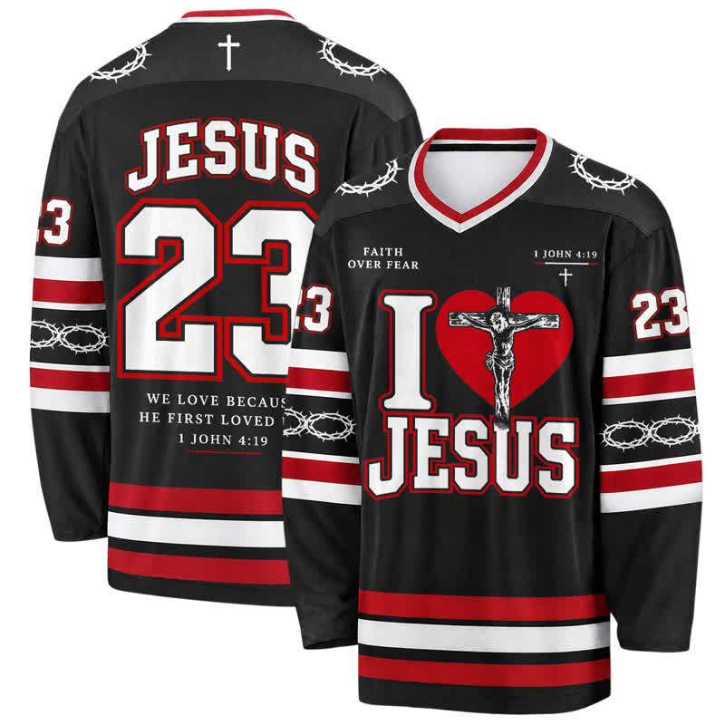 Christianartworkshop Jesus Love 23 Faith Over Fear Hockey Jersey - 5XL - image 0