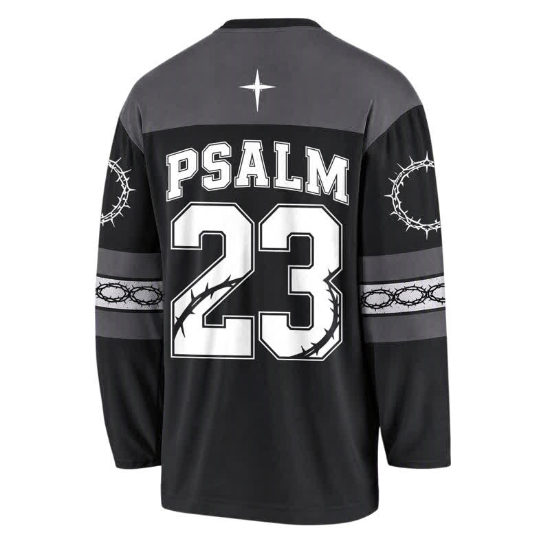 Christianartworkshop Psalm 23 Blood Of Jesus Black Hockey Jersey - image 1