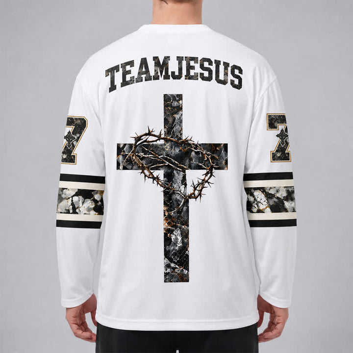 Christianartworkshop Team Jesus Number 7 V Neck Hockey Jersey - image 4