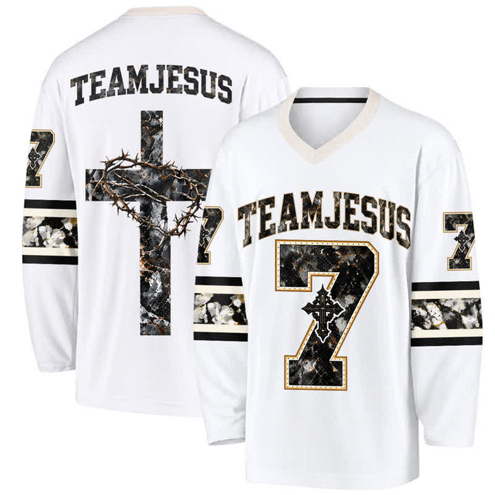 Christianartworkshop Team Jesus Number 7 V Neck Hockey Jersey - 5XL - image 0