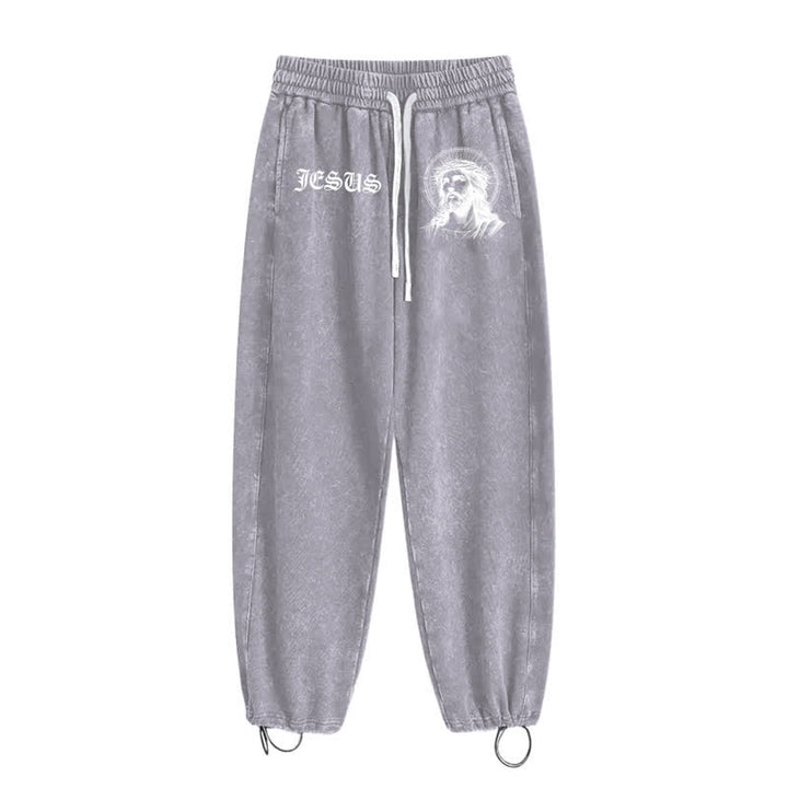 Christianartworkshop Jesus Portrait Gothic Script Blush Washed Sweatpants - image 18