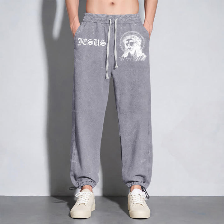 Christianartworkshop Jesus Portrait Gothic Script Blush Washed Sweatpants - image 22