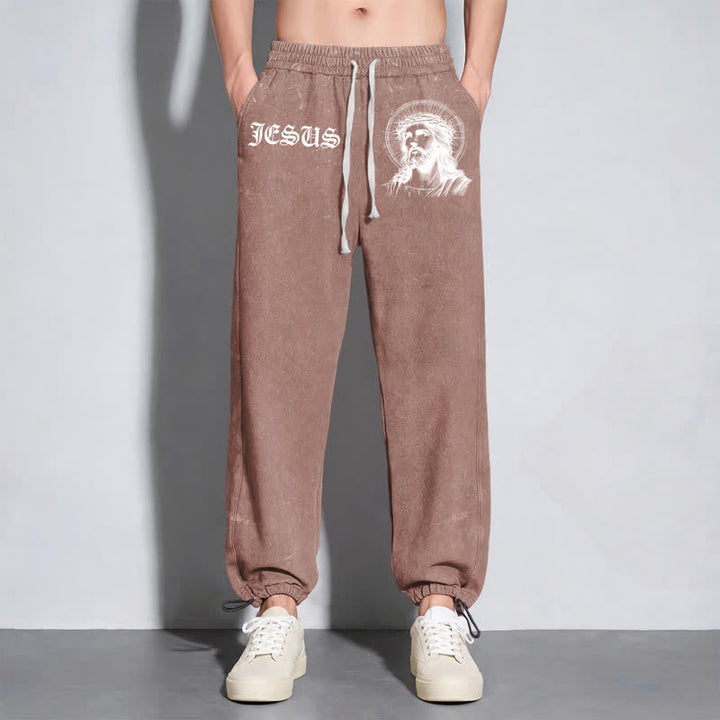 Christianartworkshop Jesus Portrait Gothic Script Blush Washed Sweatpants - image 38