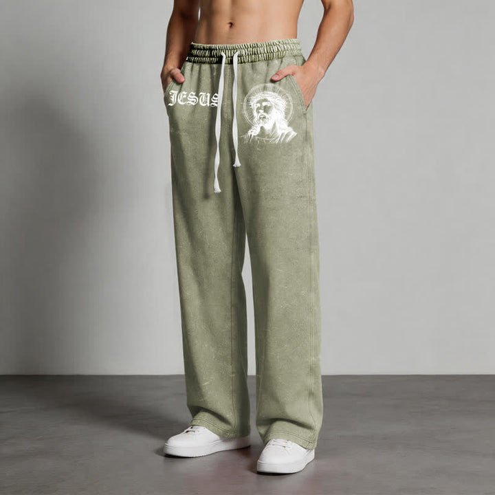 Christianartworkshop Jesus Portrait Gothic Script Blush Washed Sweatpants - image 28