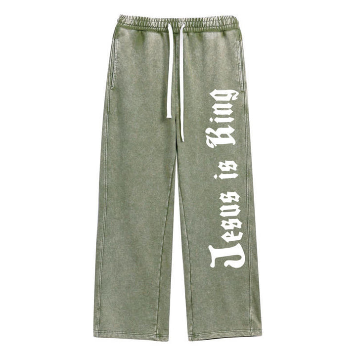 Christianartworkshop Black Gothic Script Streetwear Washed Sweatpants - Green - 2XL - image 16