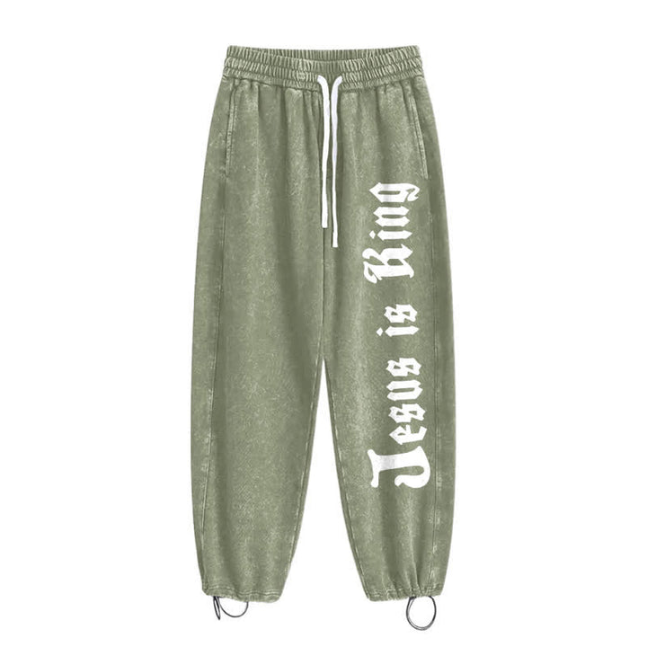 Christianartworkshop Black Gothic Script Streetwear Washed Sweatpants - image 18