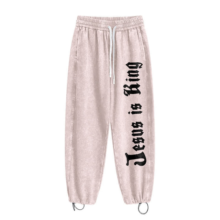 Christianartworkshop Black Gothic Script Streetwear Washed Sweatpants - image 26