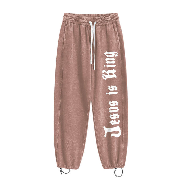 Christianartworkshop Black Gothic Script Streetwear Washed Sweatpants - image 42