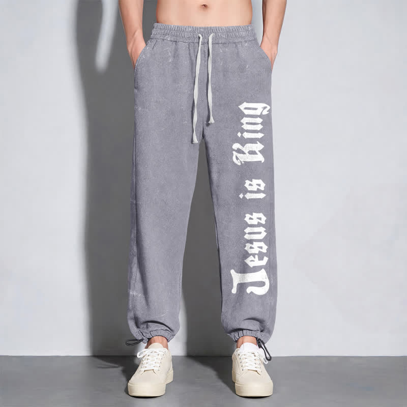 Christianartworkshop Black Gothic Script Streetwear Washed Sweatpants - image 14