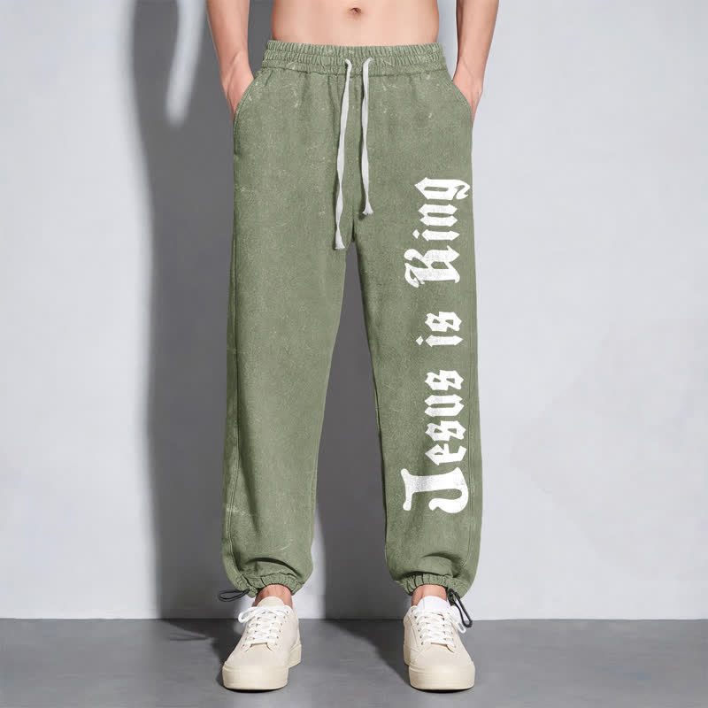 Christianartworkshop Black Gothic Script Streetwear Washed Sweatpants - image 22