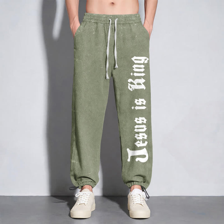 Christianartworkshop Black Gothic Script Streetwear Washed Sweatpants - image 22