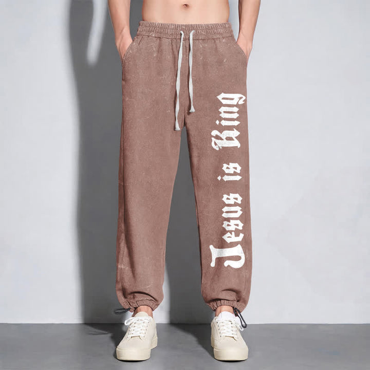 Christianartworkshop Black Gothic Script Streetwear Washed Sweatpants - image 46
