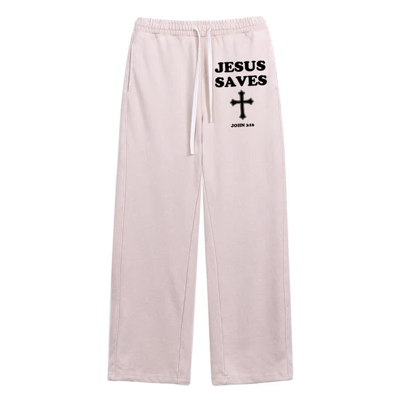 Christianartworkshop Jesus Saves Cross Graphic Grey Washed Sweatpants - Apricot - 2XL - image 32