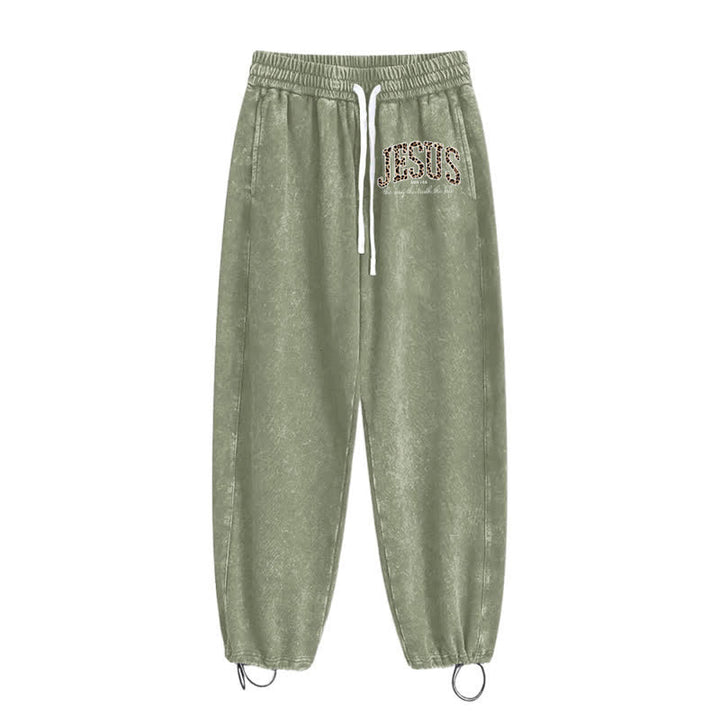 Christianartworkshop Jesus Script Blush Streetwear Drawstring Washed Sweatpants - image 27