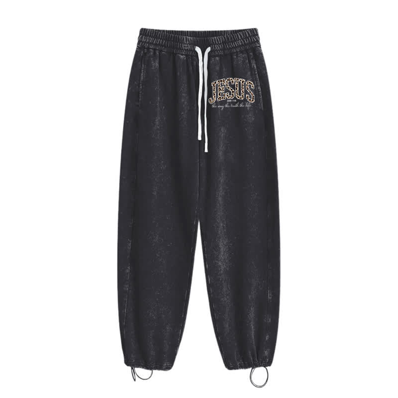 Christianartworkshop Jesus Script Blush Streetwear Drawstring Washed Sweatpants - image 34