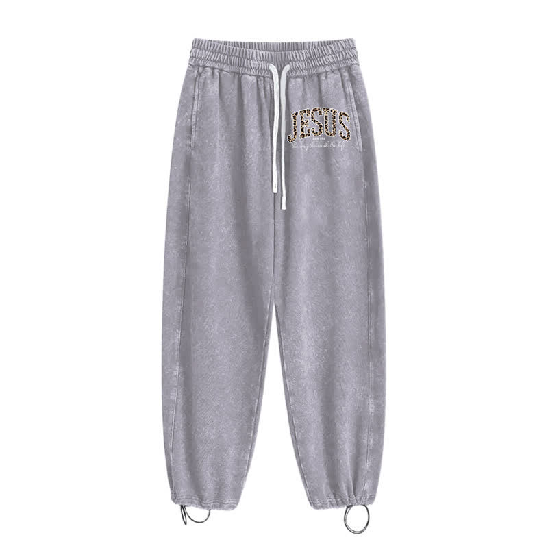 Christianartworkshop Jesus Script Blush Streetwear Drawstring Washed Sweatpants - image 11
