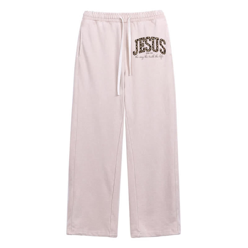 Christianartworkshop Jesus Script Blush Streetwear Drawstring Washed Sweatpants - Apricot - 2XL - image 0