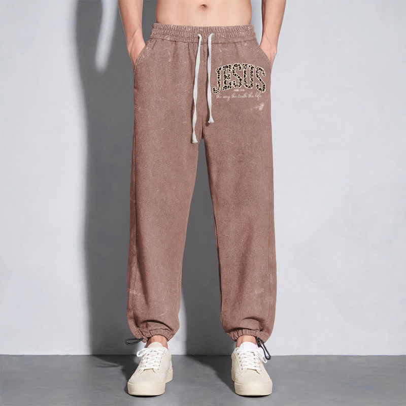 Christianartworkshop Jesus Script Blush Streetwear Drawstring Washed Sweatpants - image 46