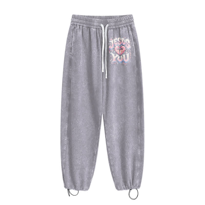 Christianartworkshop Jesus Heart Star Statement Washed Sweatpants - image 18