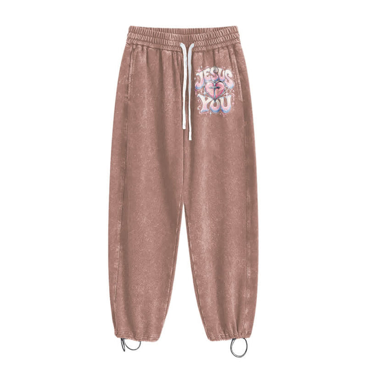 Christianartworkshop Jesus Heart Star Statement Washed Sweatpants - image 2