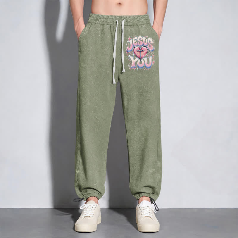 Christianartworkshop Jesus Heart Star Statement Washed Sweatpants - image 46