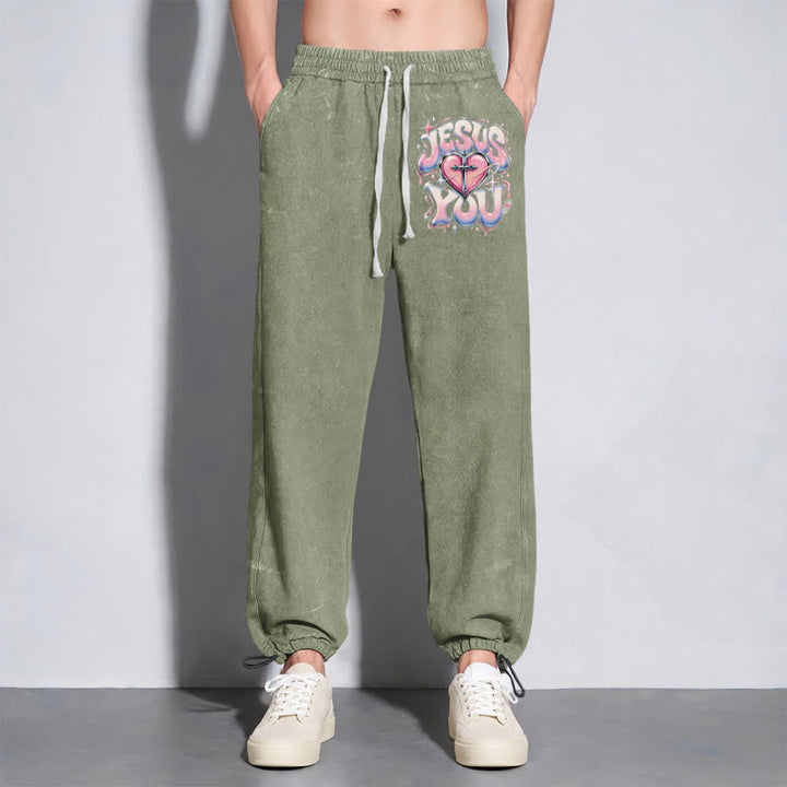 Christianartworkshop Jesus Heart Star Statement Washed Sweatpants - image 46