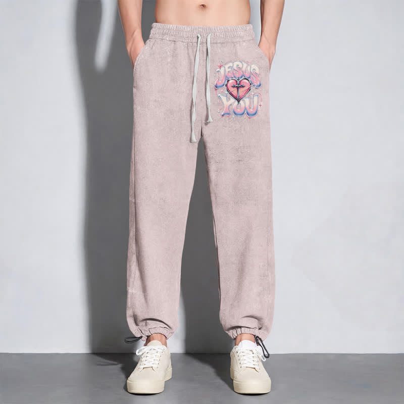 Christianartworkshop Jesus Heart Star Statement Washed Sweatpants - image 38