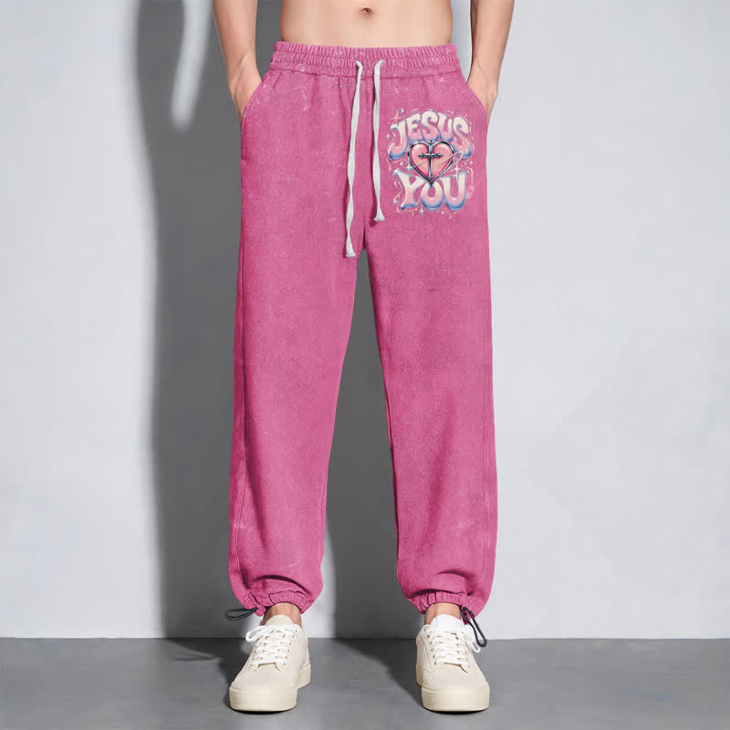 Christianartworkshop Jesus Heart Star Statement Washed Sweatpants - image 30