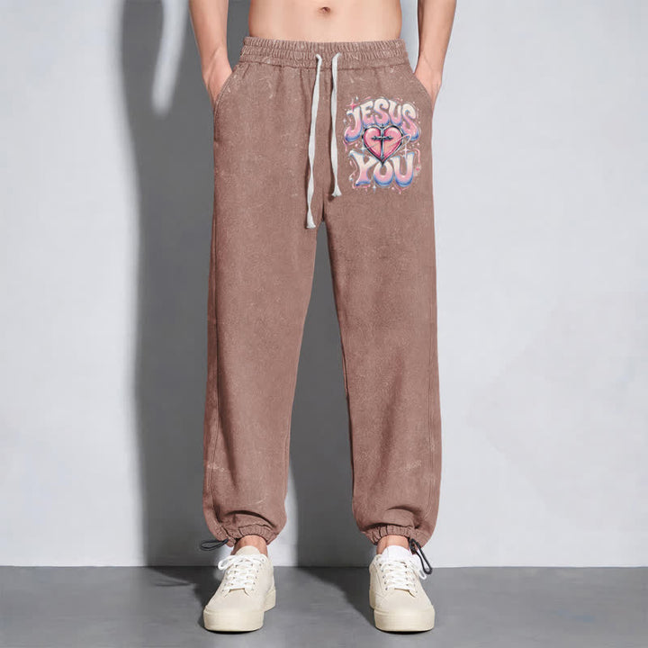 Christianartworkshop Jesus Heart Star Statement Washed Sweatpants - image 6