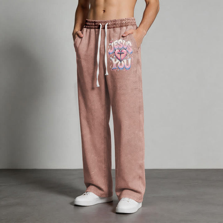Christianartworkshop Jesus Heart Star Statement Washed Sweatpants - image 4