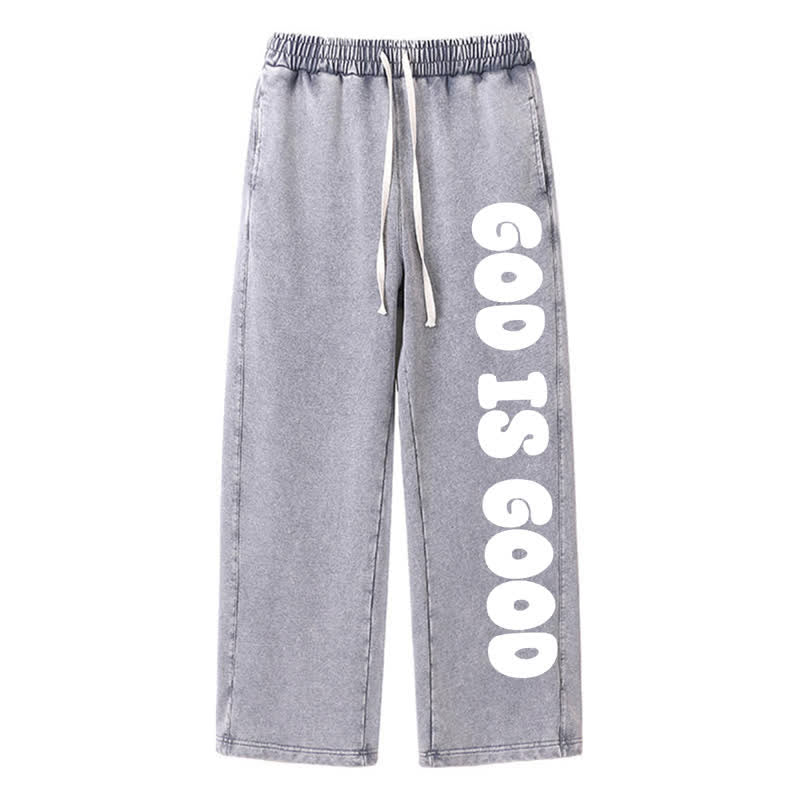 Christianartworkshop Blush Good Is Good Statement Washed Sweatpants - Grey - 2XL - image 32
