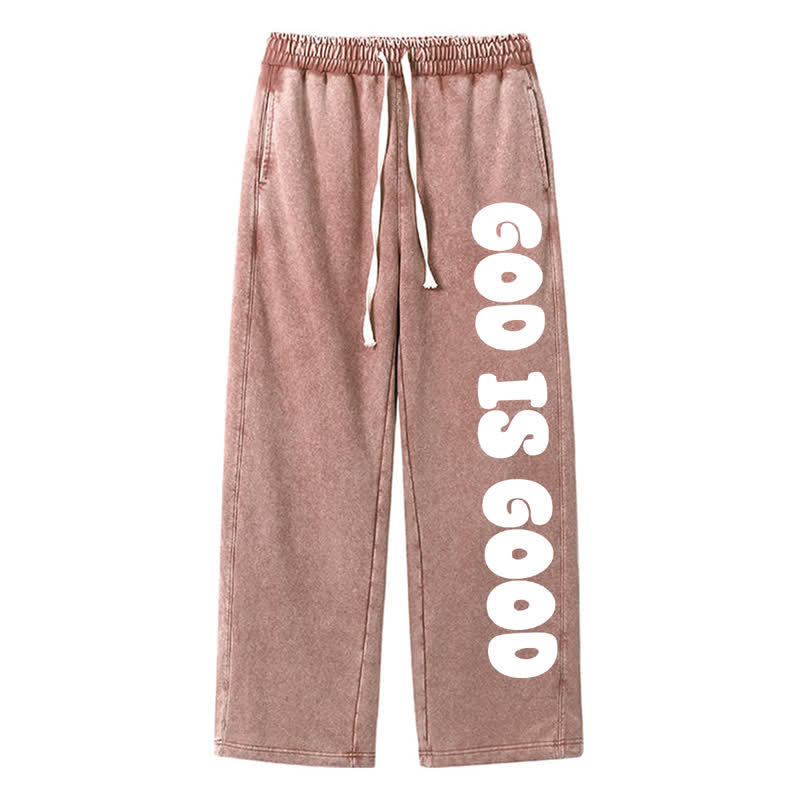 Christianartworkshop Blush Good Is Good Statement Washed Sweatpants - Brown - 2XL - image 40