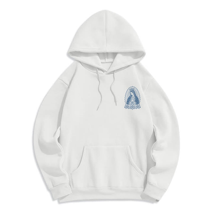 Christianartworkshop Light Blue Madonna Floral Streetwear Pullover Hoodie - image 23