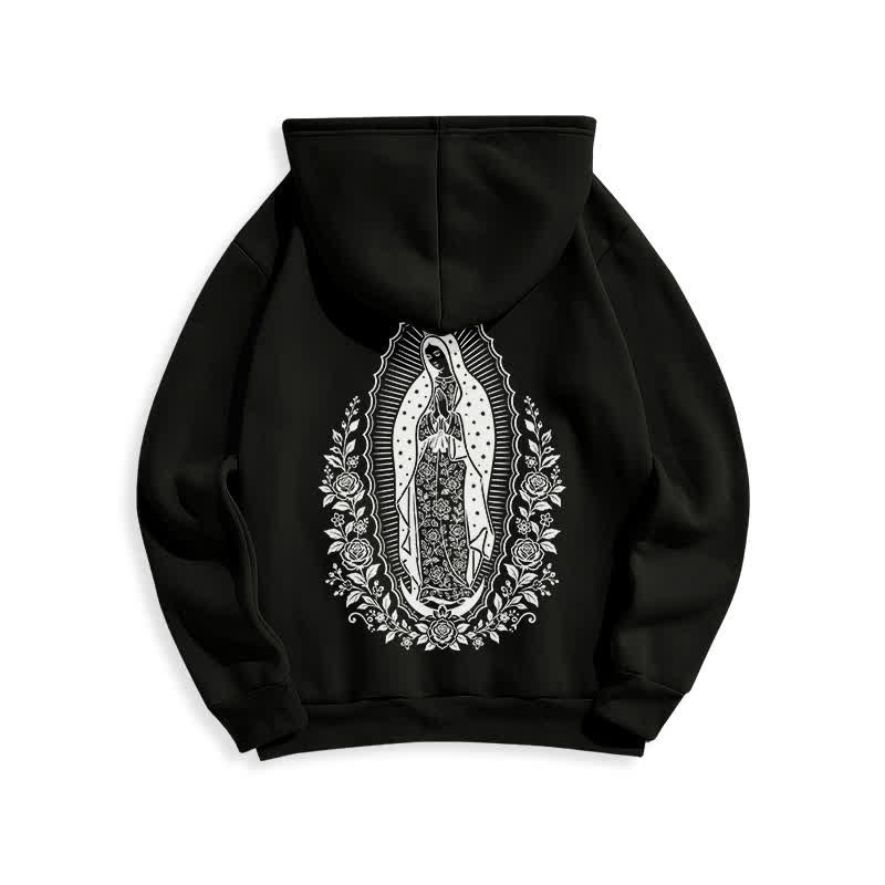 Christianartworkshop Light Blue Madonna Floral Streetwear Pullover Hoodie - image 7