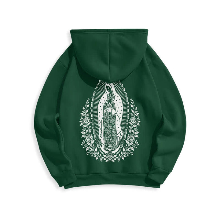 Christianartworkshop Light Blue Madonna Floral Streetwear Pullover Hoodie - image 19