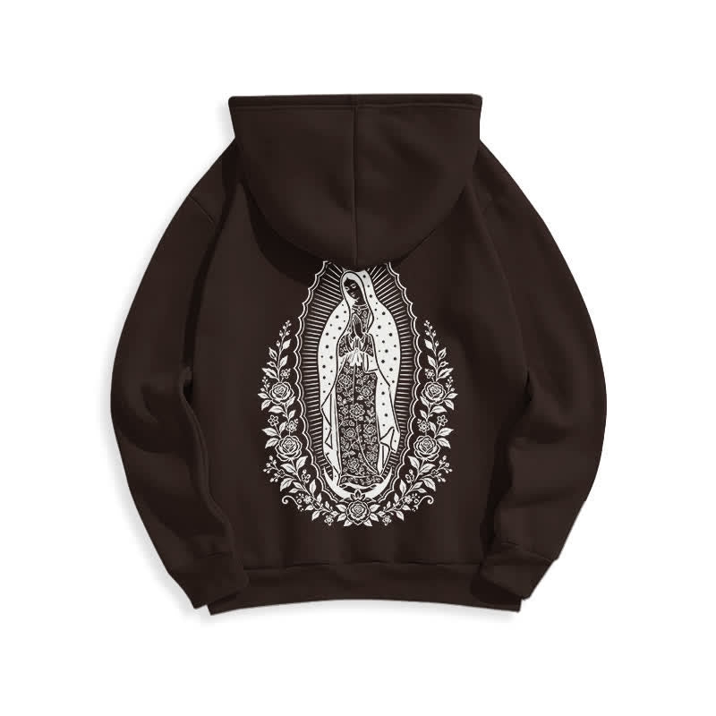 Christianartworkshop Light Blue Madonna Floral Streetwear Pullover Hoodie - image 10
