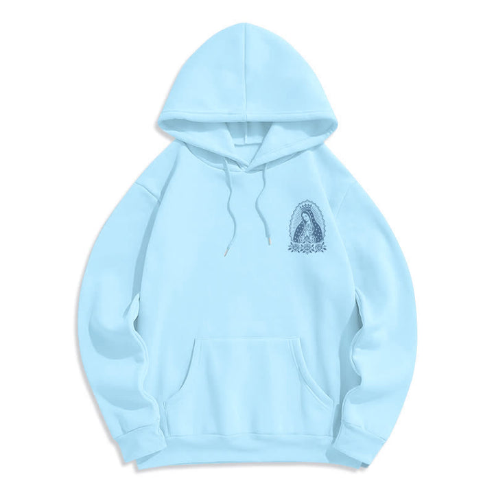 Christianartworkshop Light Blue Madonna Floral Streetwear Pullover Hoodie - image 2